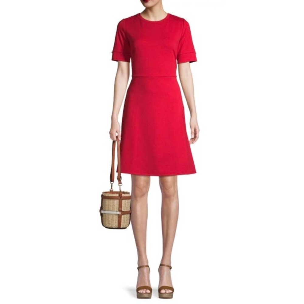 Short Sleeve Fit And Flare Dress- Size Large - Picture 2 of 7